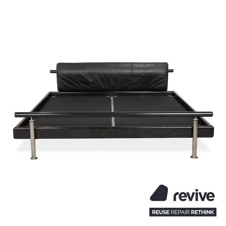 Möller Design Leder Holz Bett Schwarz Silber 200x200