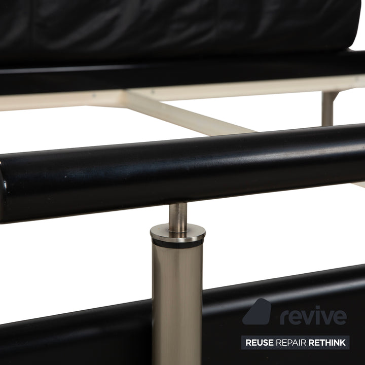 Möller Design Leder Holz Bett Schwarz Silber 200x200