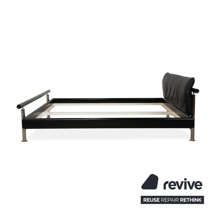 Möller Design Leder Holz Bett Schwarz Silber 200x200