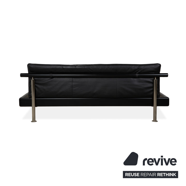 Möller Design Leder Holz Bett Schwarz Silber 200x200