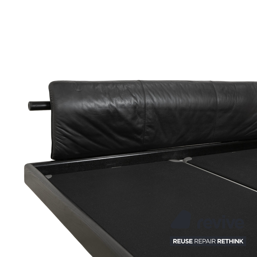Möller Design Leder Holz Bett Schwarz Silber 200x200