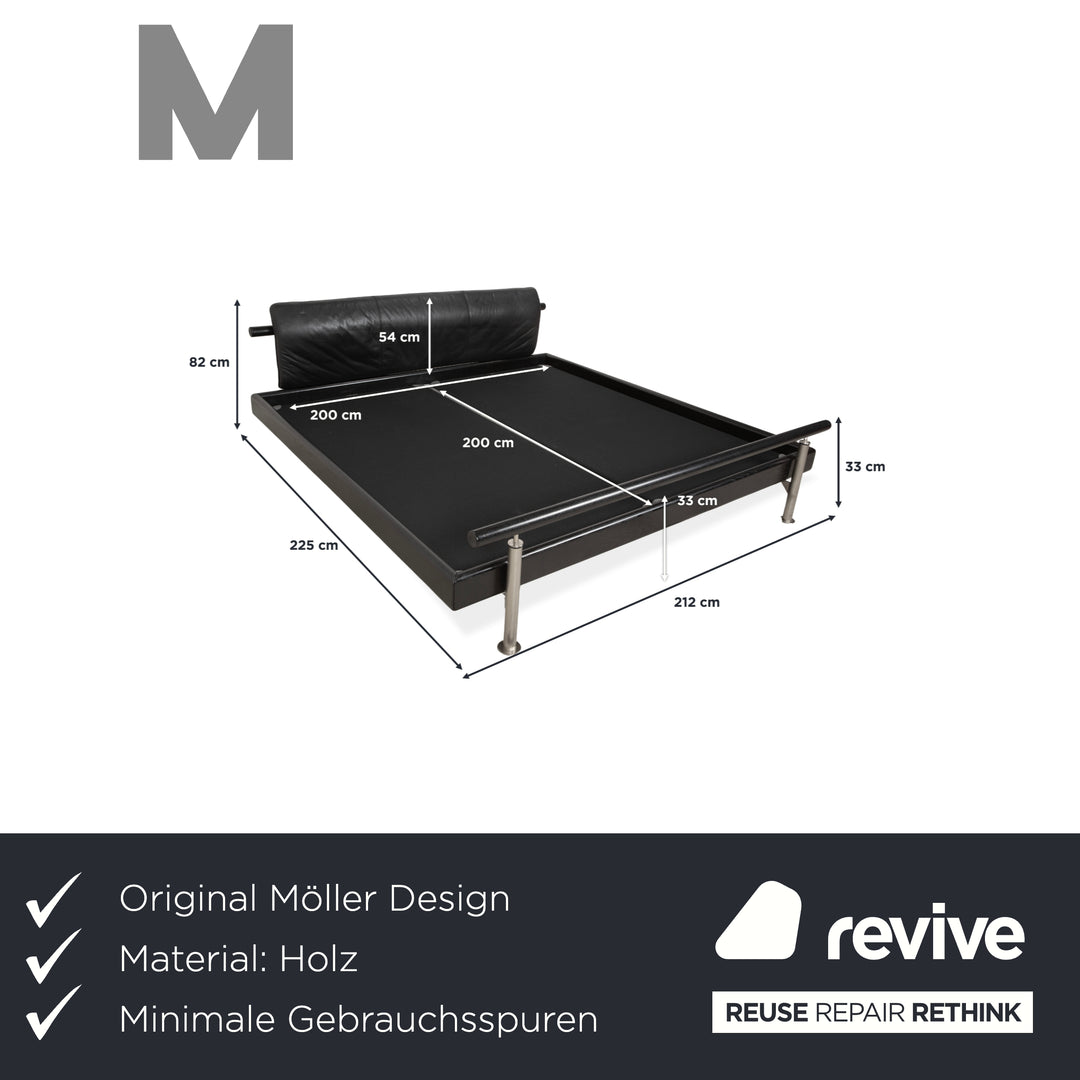 Möller Design Leder Holz Bett Schwarz Silber 200x200