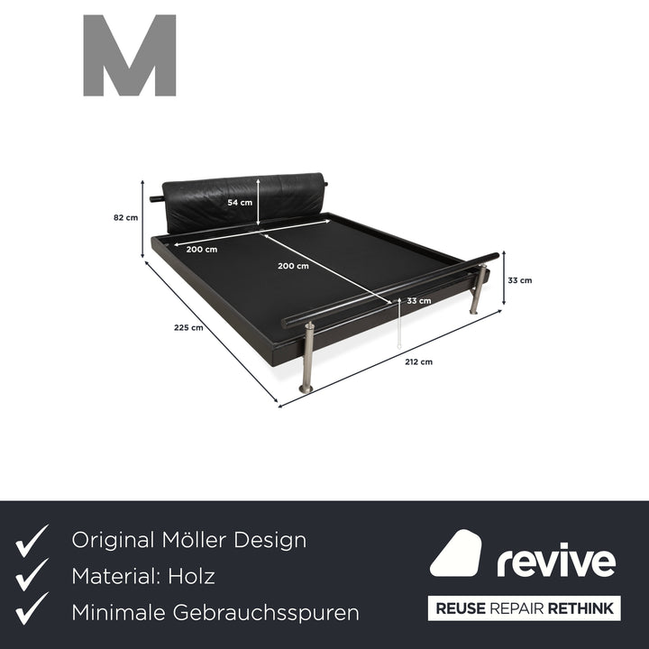 Möller Design Leder Holz Bett Schwarz Silber 200x200