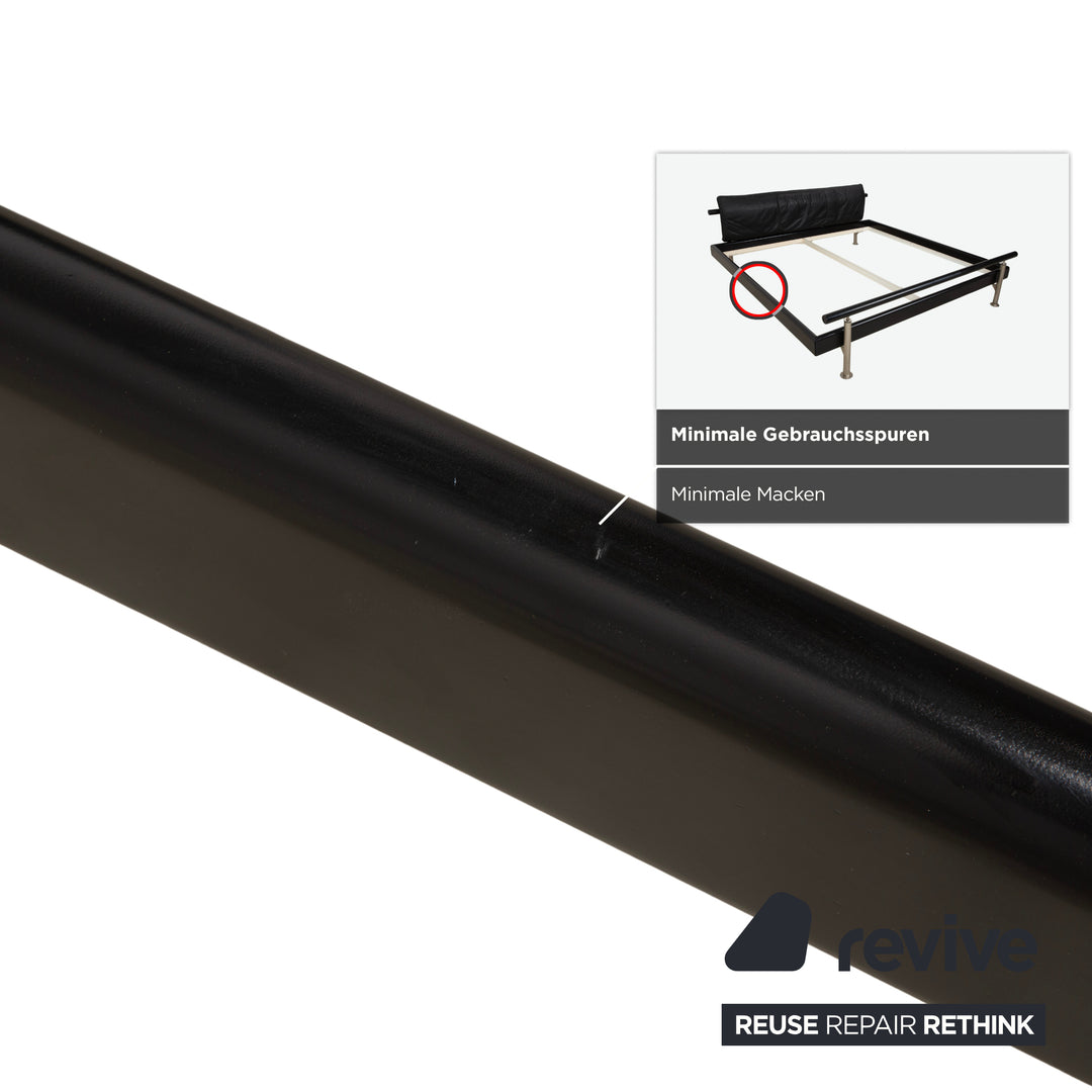 Möller Design Leder Holz Bett Schwarz Silber 200x200