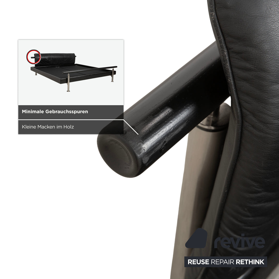 Möller Design Leder Holz Bett Schwarz Silber 200x200