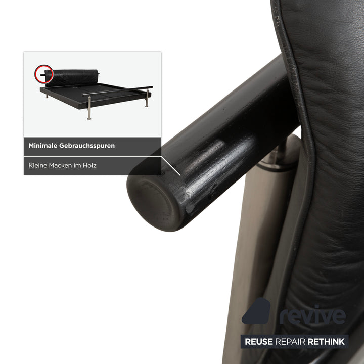 Möller Design Leder Holz Bett Schwarz Silber 200x200