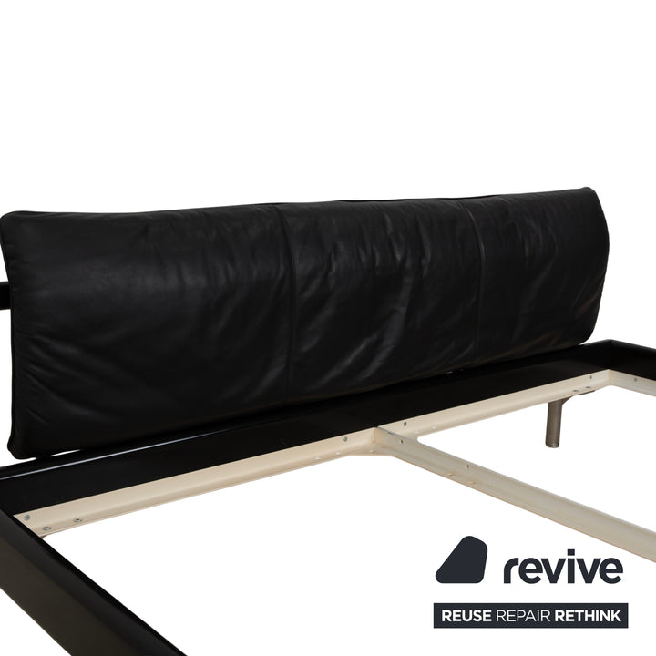 Möller Design Leder Holz Bett Schwarz Silber 200x200