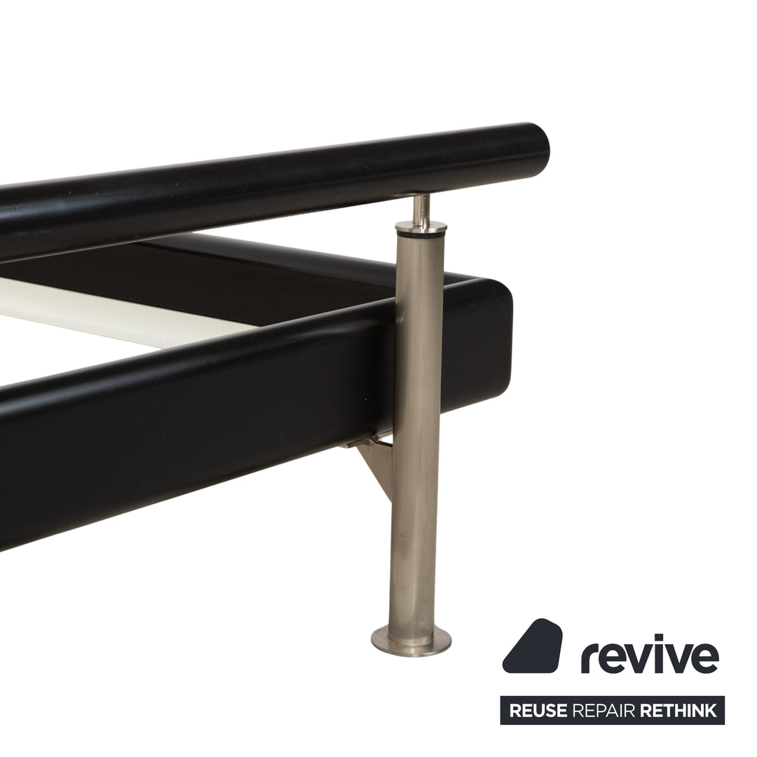 Möller Design Leder Holz Bett Schwarz Silber 200x200