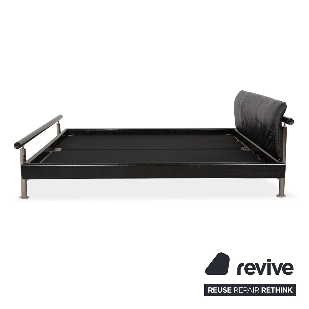 Möller Design Leder Holz Bett Schwarz Silber 200x200