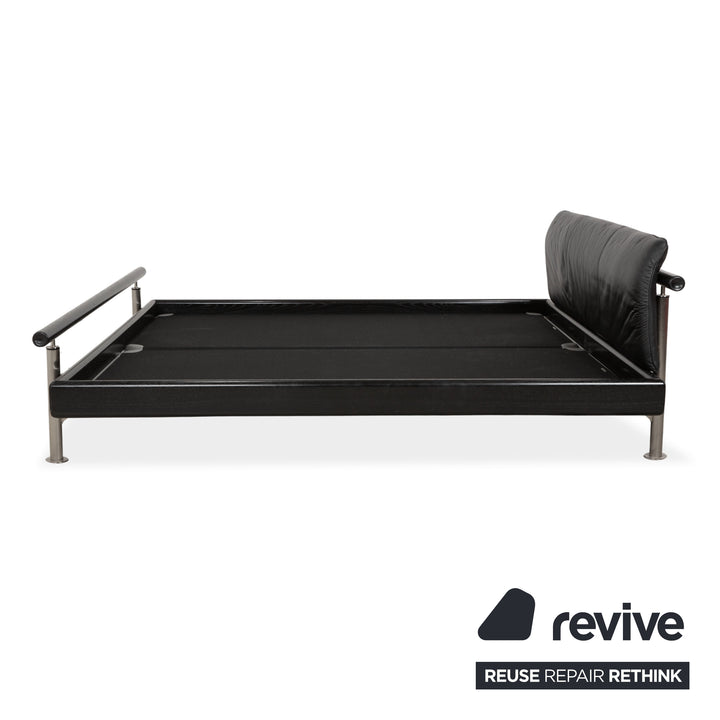 Möller Design Leder Holz Bett Schwarz Silber 200x200