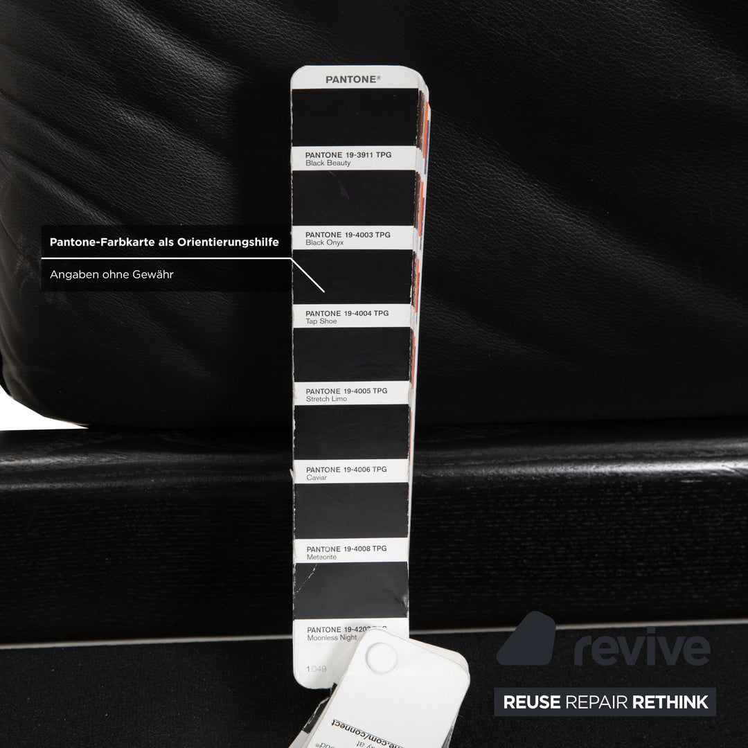 Möller Design Leder Holz Bett Schwarz Silber 200x200