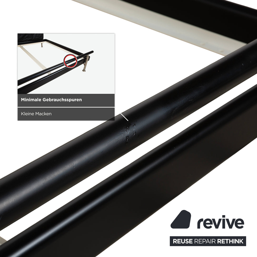 Möller Design Leder Holz Bett Schwarz Silber 200x200