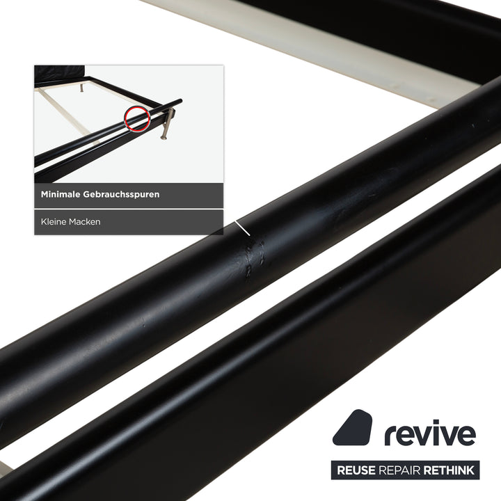 Möller Design Leder Holz Bett Schwarz Silber 200x200