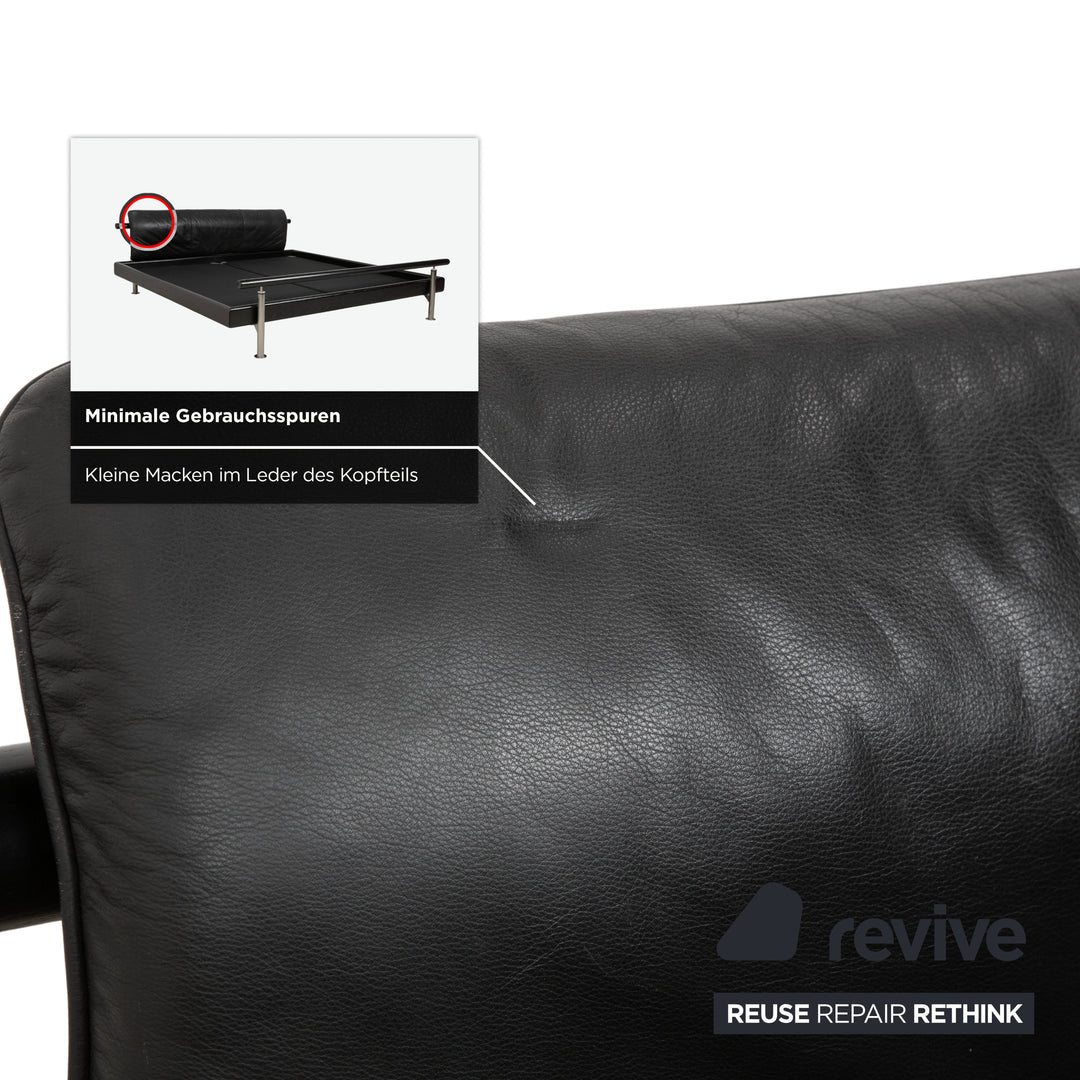 Möller Design Leder Holz Bett Schwarz Silber 200x200