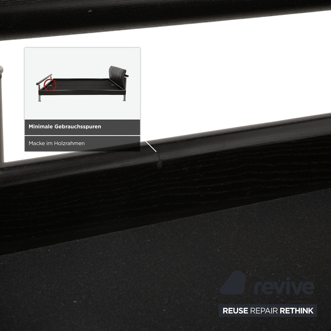 Möller Design Leder Holz Bett Schwarz Silber 200x200