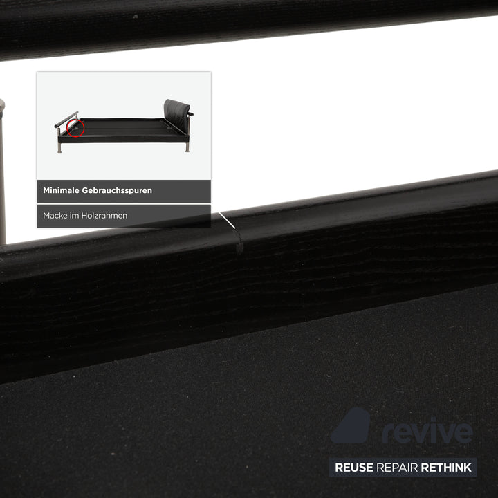 Möller Design Leder Holz Bett Schwarz Silber 200x200