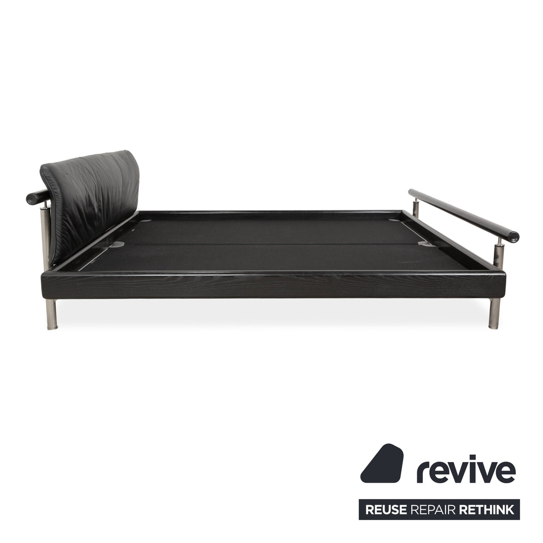 Möller Design Leder Holz Bett Schwarz Silber 200x200