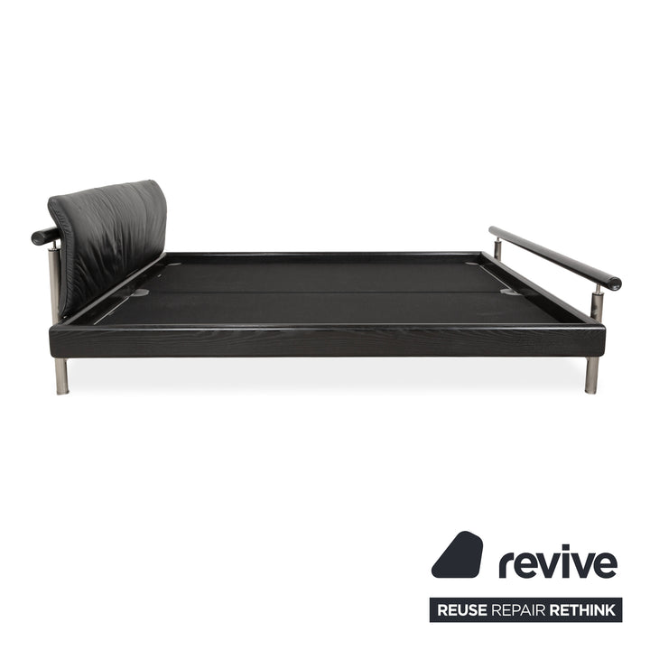 Möller Design Leder Holz Bett Schwarz Silber 200x200