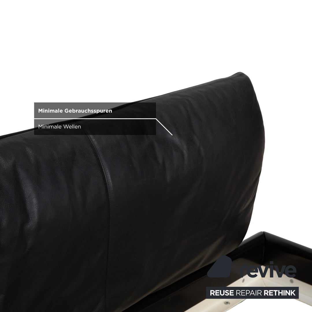 Möller Design Leder Holz Bett Schwarz Silber 200x200