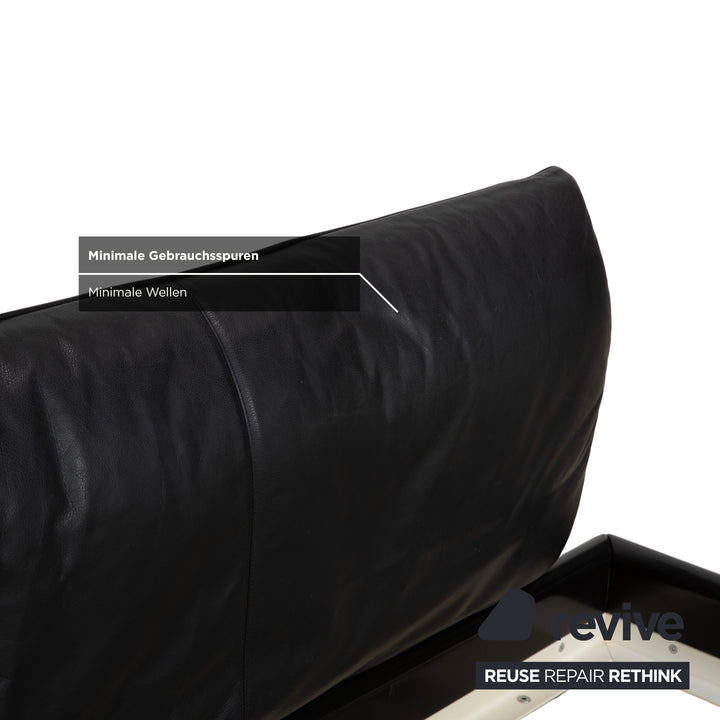 Möller Design Leder Holz Bett Schwarz Silber 200x200