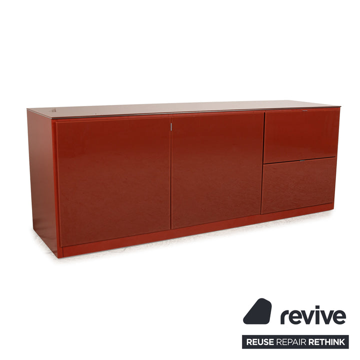 Molteni 505 Holz Sideboard Rot  Glastop