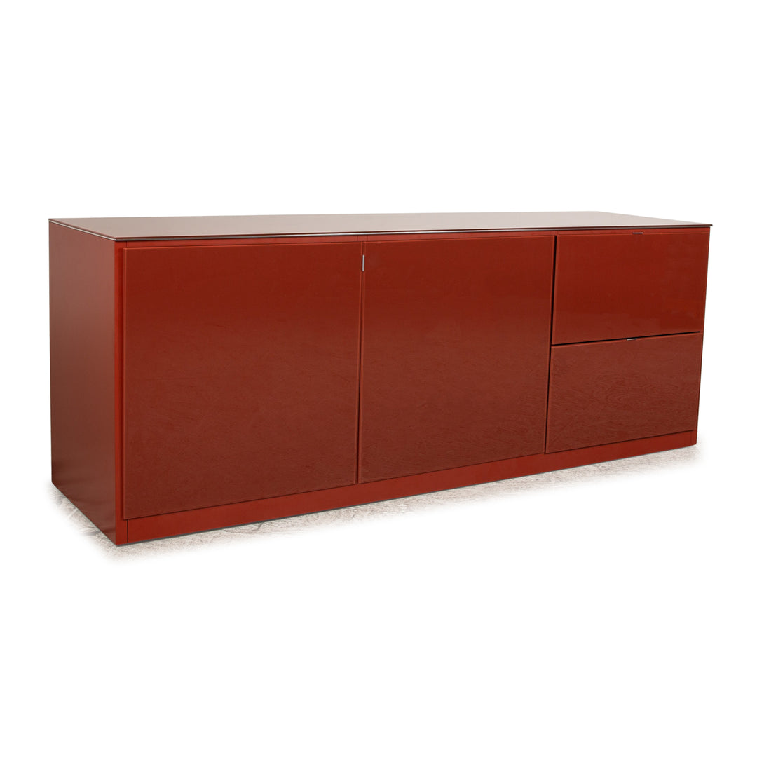 Molteni 505 Holz Sideboard Rot  Glastop