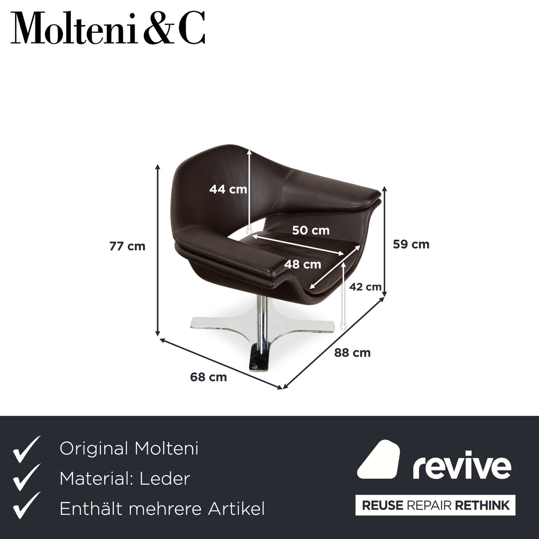 Molteni Hi-Cove Leder 2x Sessel Braun manuelle Drehfunktion