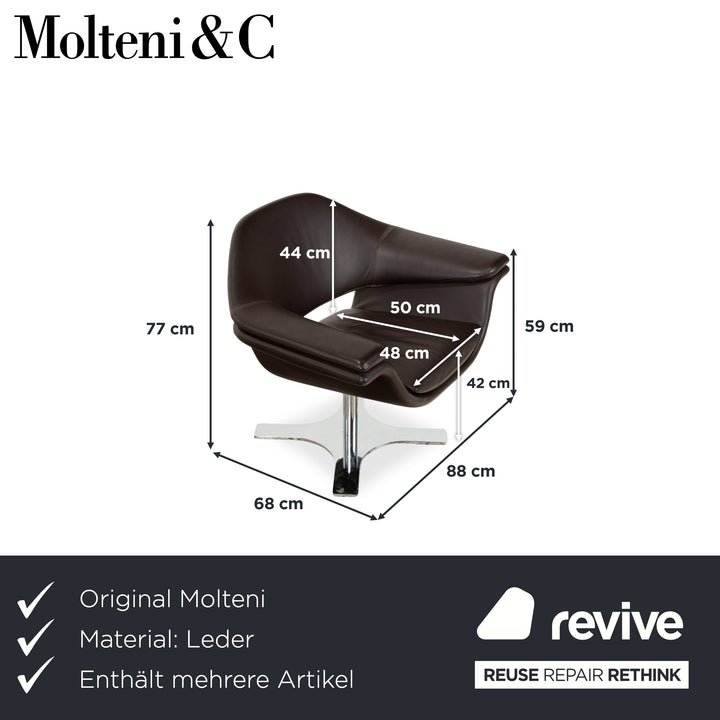 Molteni Hi-Cove Leder 2x Sessel Braun manuelle Drehfunktion