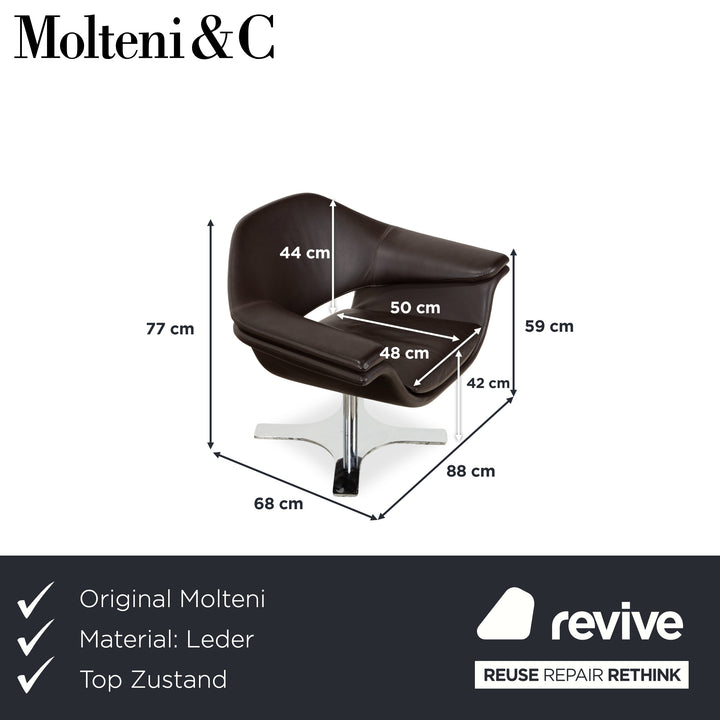 Molteni Hi-Cove Leder Sessel Braun manuelle Drehfunktion
