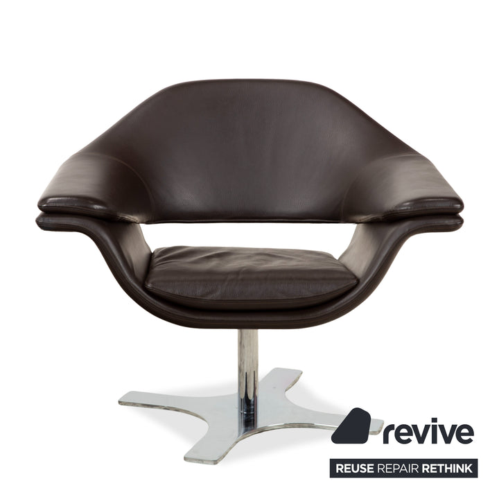Molteni Hi-Cove Leder Sessel Braun manuelle Drehfunktion