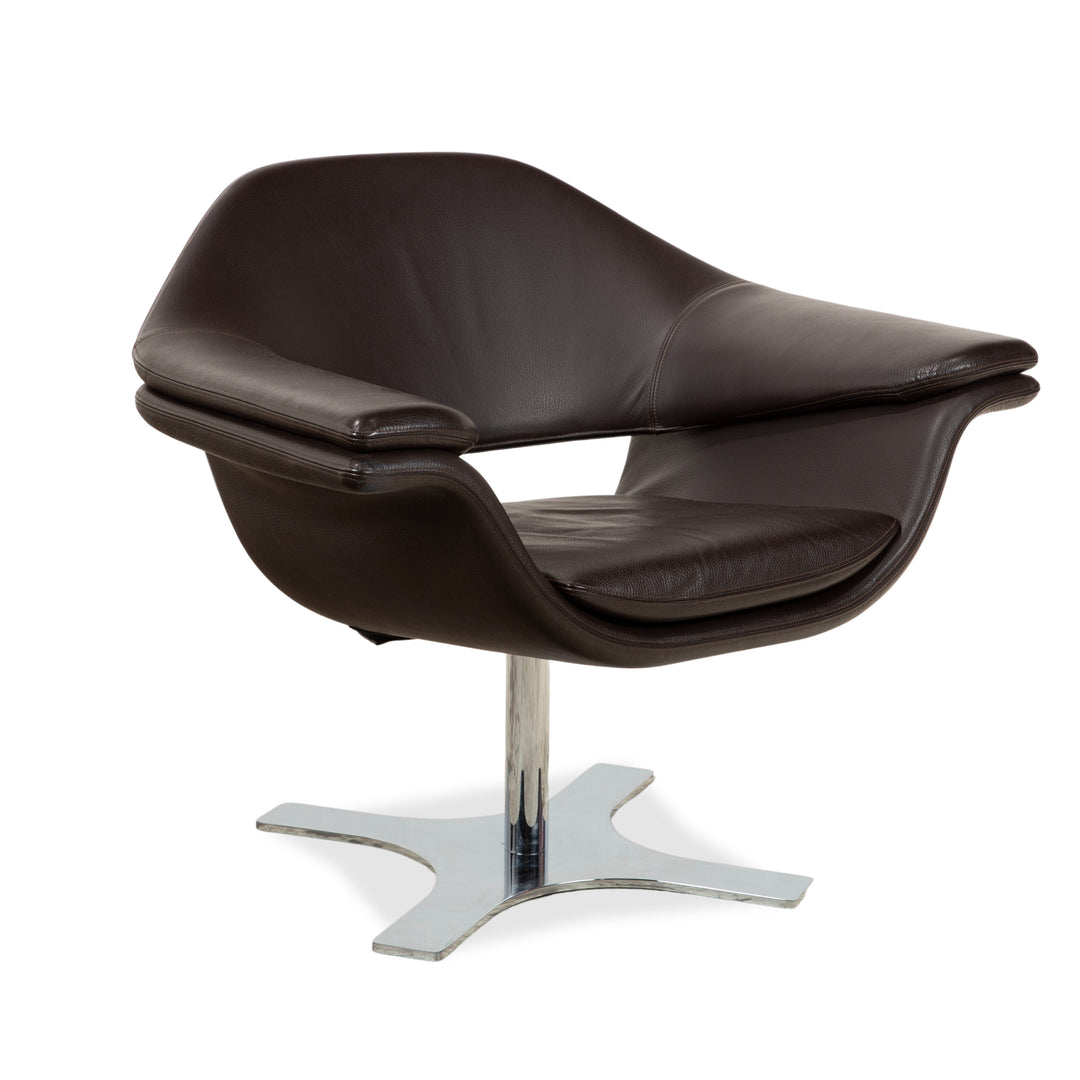 Molteni Hi-Cove Leder Sessel Braun manuelle Drehfunktion