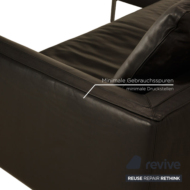 Molteni Paul Leather Corner Sofa Recamiere Left Black Sofa Couch