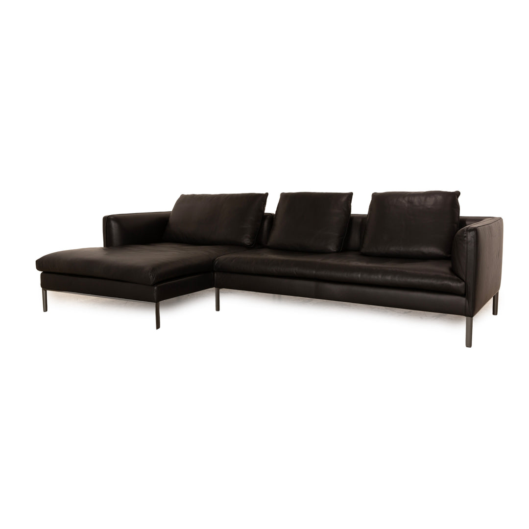 Molteni Paul Leather Corner Sofa Recamiere Left Black Sofa Couch