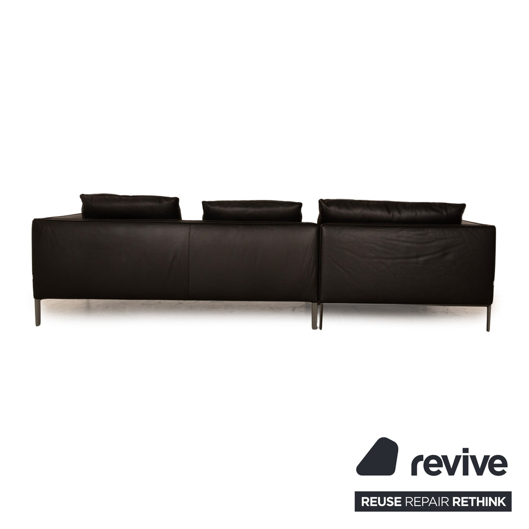 Molteni Paul Leather Corner Sofa Recamiere Left Black Sofa Couch
