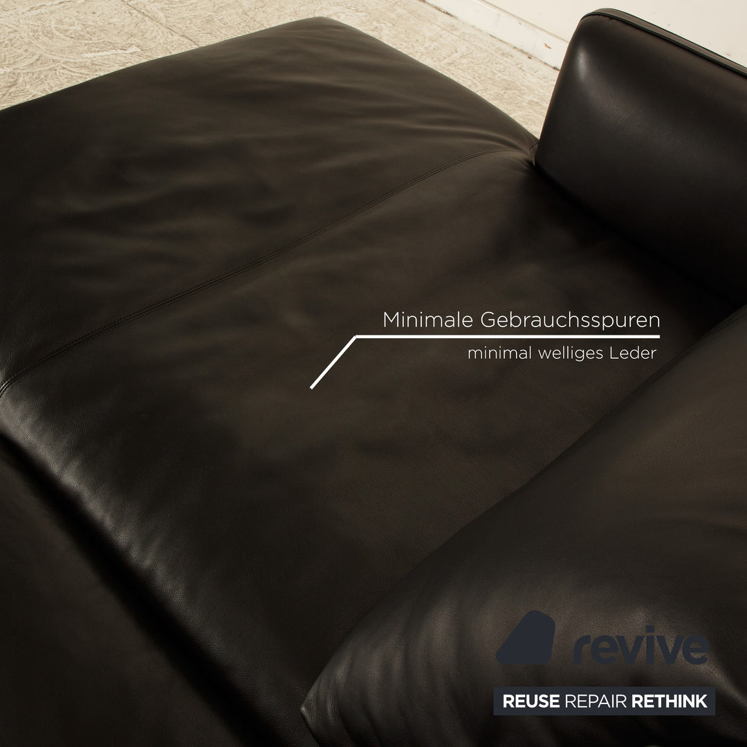 Molteni Paul Leather Corner Sofa Recamiere Left Black Sofa Couch