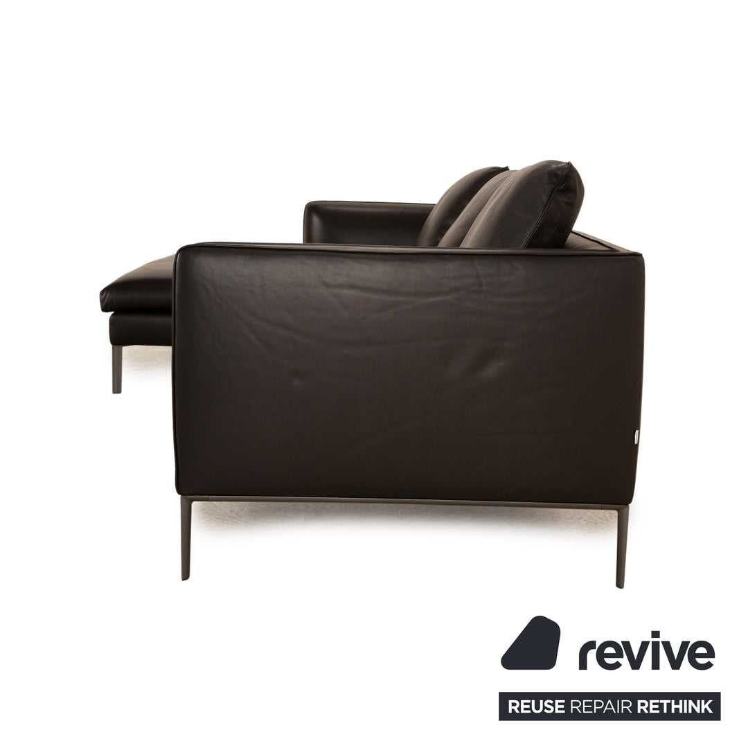 Molteni Paul Leather Corner Sofa Recamiere Left Black Sofa Couch
