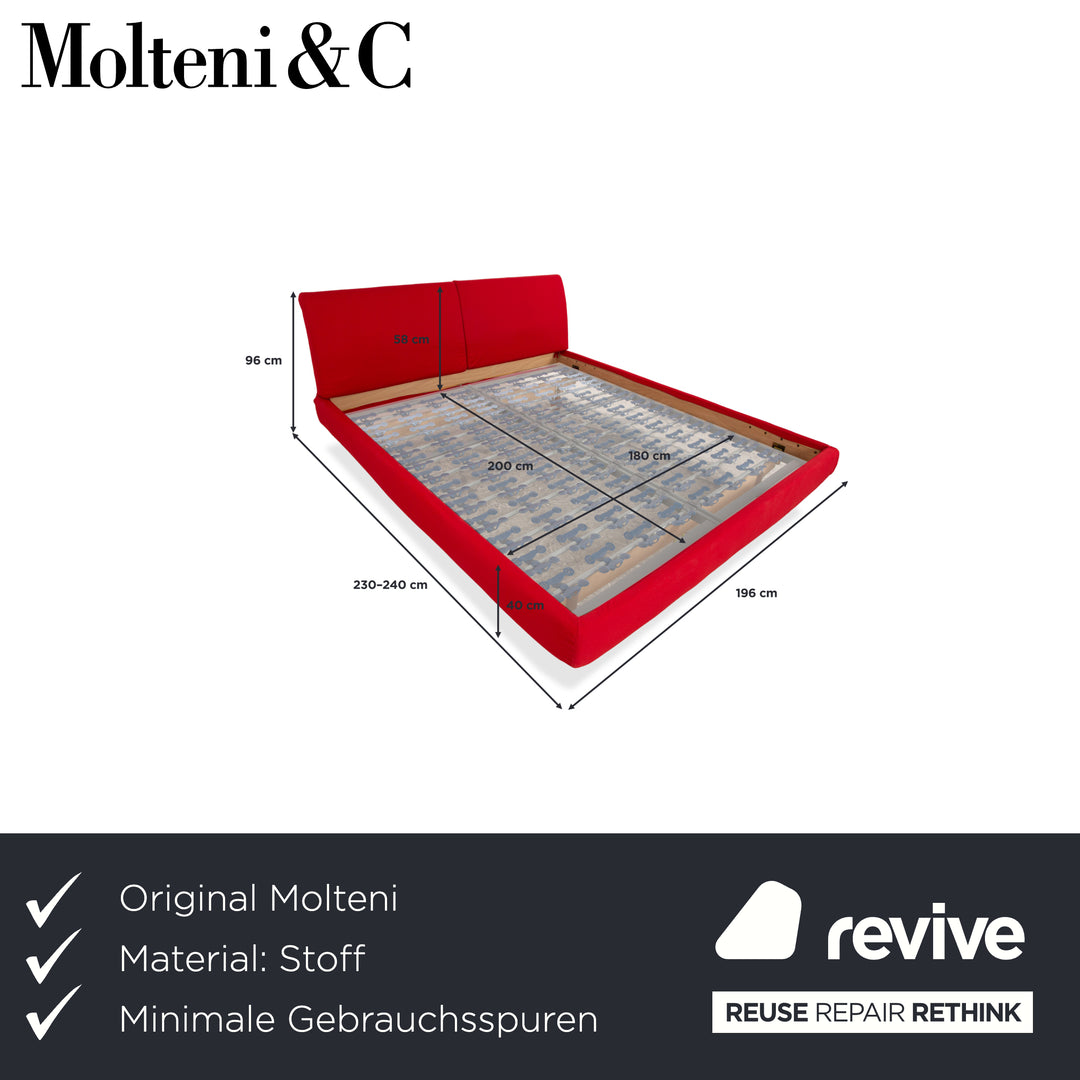 Molteni Stoff Bett Rot 180x200