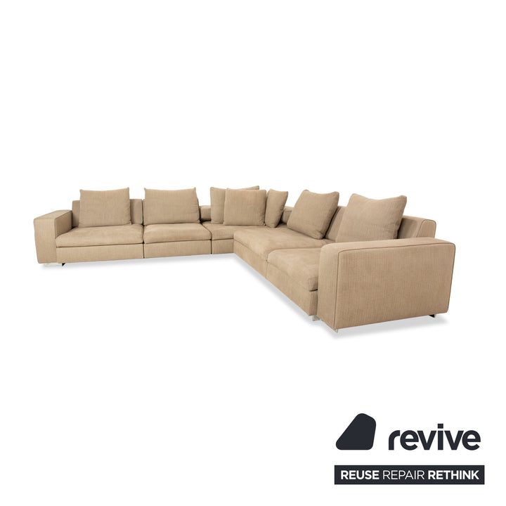 Molteni Turner Stoff Ecksofa Beige Sand Sofa Couch manuelle Funktion