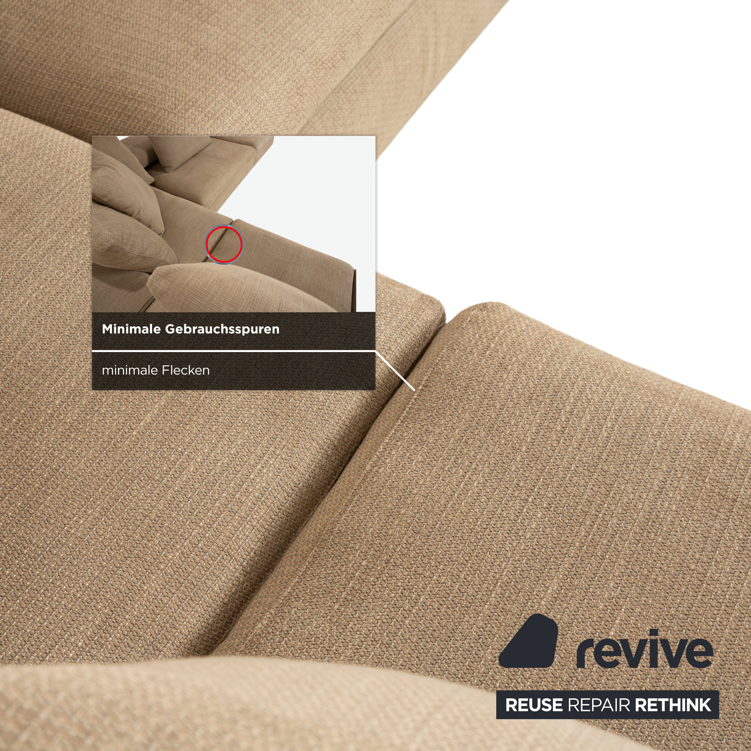 Molteni Turner Stoff Ecksofa Beige Sand Sofa Couch manuelle Funktion