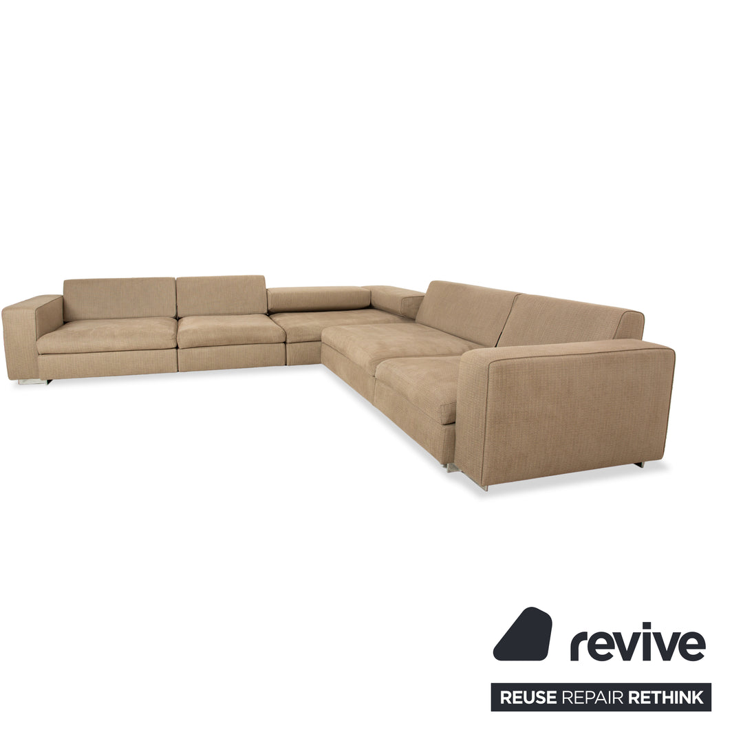 Molteni Turner Stoff Ecksofa Beige Sand Sofa Couch manuelle Funktion