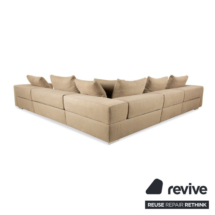 Molteni Turner Stoff Ecksofa Beige Sand Sofa Couch manuelle Funktion