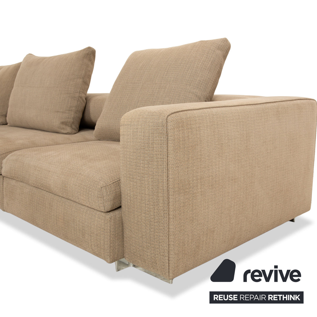 Molteni Turner Stoff Ecksofa Beige Sand Sofa Couch manuelle Funktion