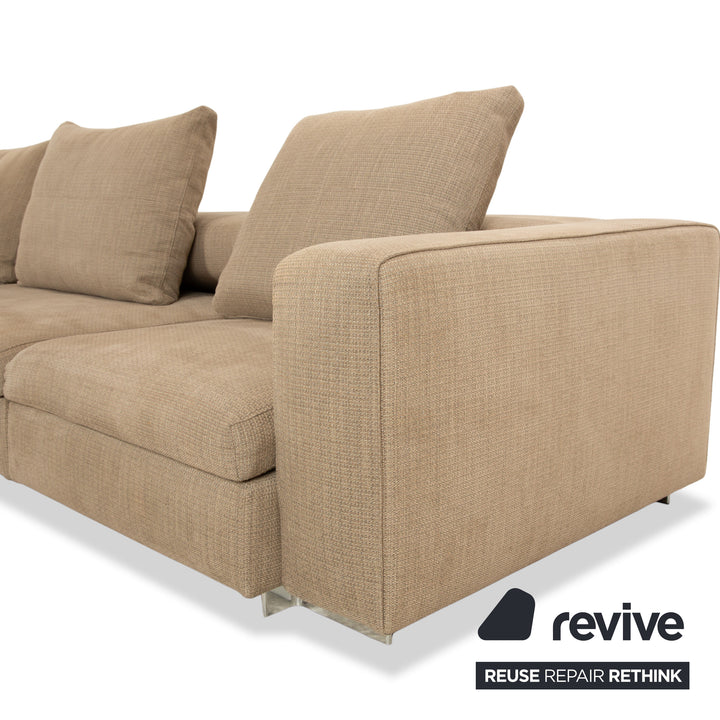 Molteni Turner Stoff Ecksofa Beige Sand Sofa Couch manuelle Funktion