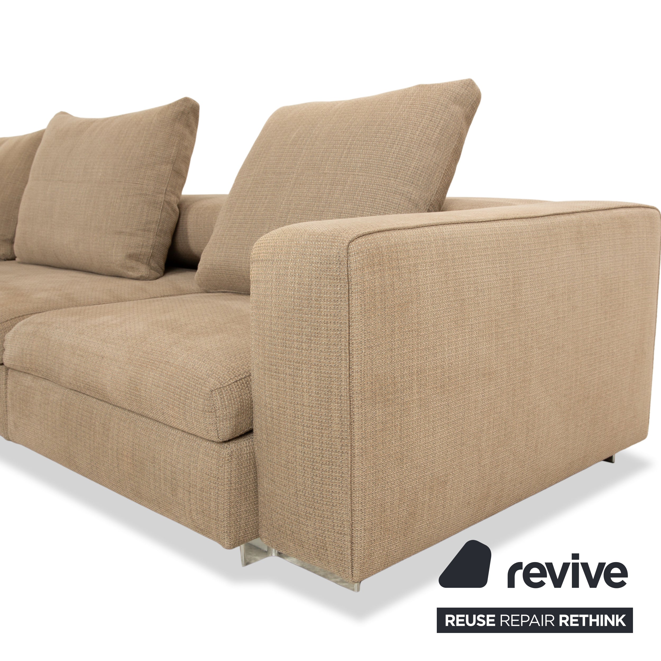 Molteni Turner Stoff Ecksofa Beige Sand Sofa Couch manuelle Funktion