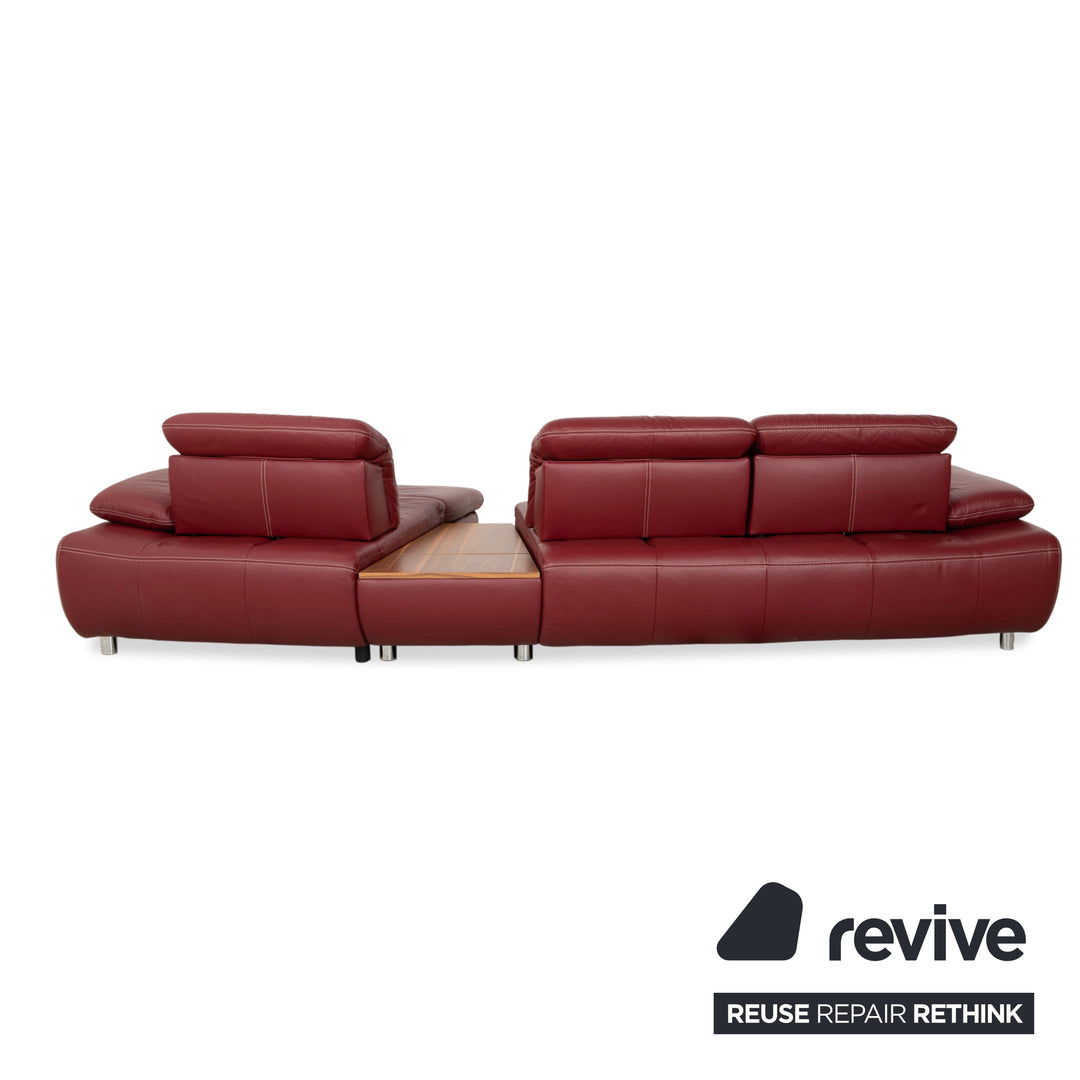 Mondo Clair Leder Ecksofa Rot Bordeaux manuelle Funktion Sofa Couch Staufach