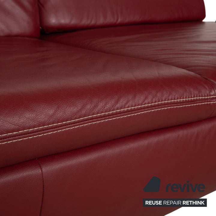 Mondo Clair Leder Ecksofa Rot Bordeaux manuelle Funktion Sofa Couch Staufach