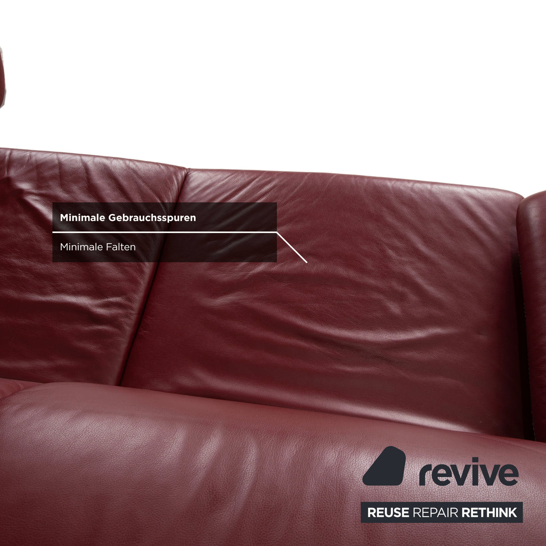 Mondo Clair Leder Ecksofa Rot Bordeaux manuelle Funktion Sofa Couch Staufach