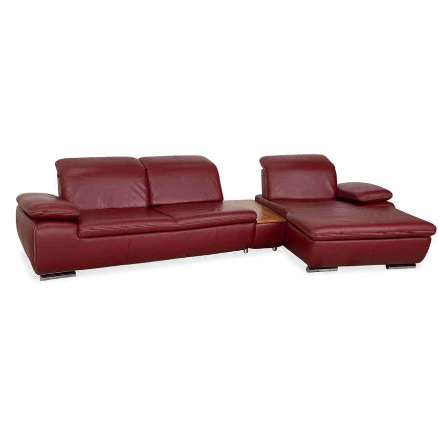 Mondo Clair Leder Ecksofa Rot Bordeaux manuelle Funktion Sofa Couch Staufach