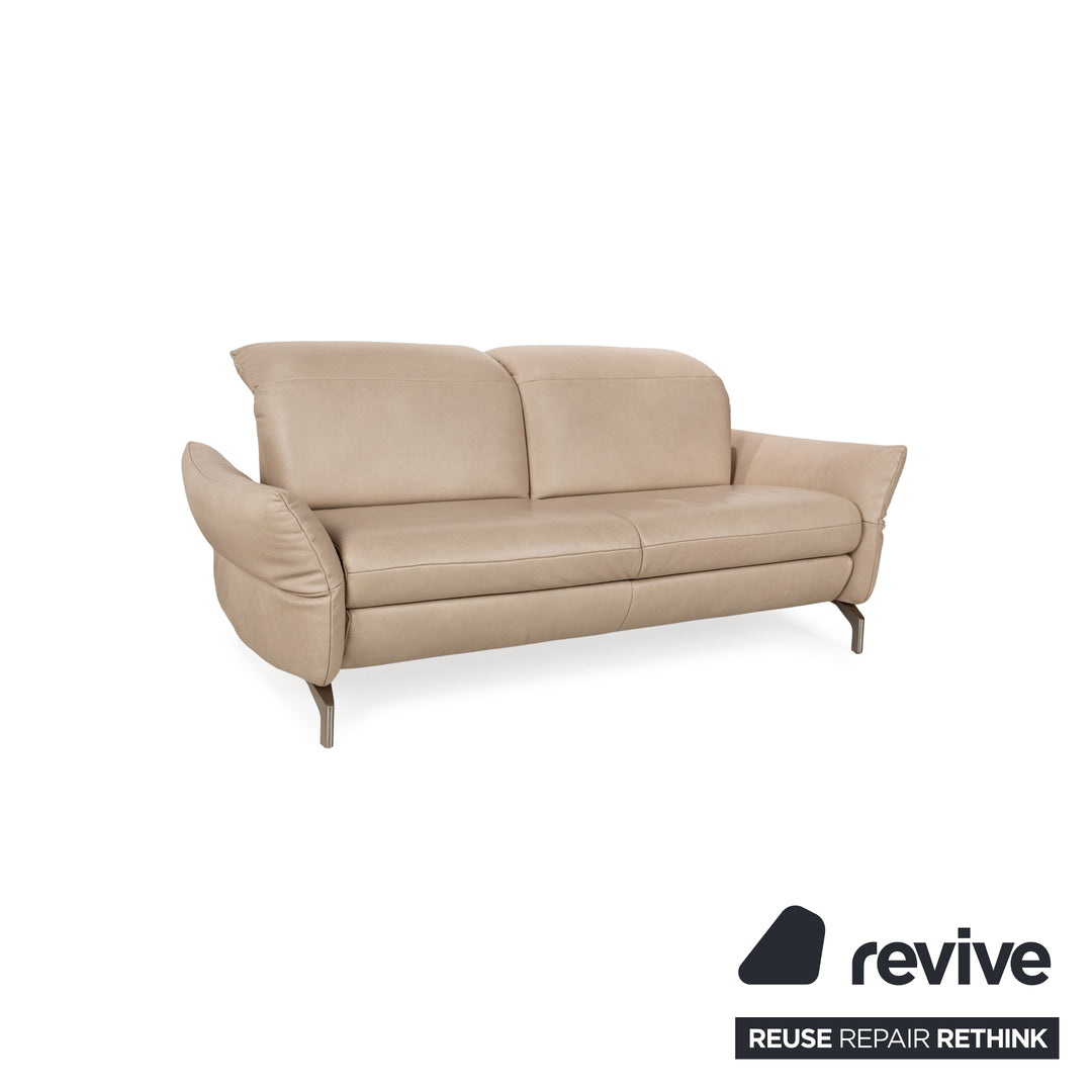 Mondo Felini Leder Sofa Garnitur Beige elektr. und manuelle Funktion 2x Zweisitzer Couch