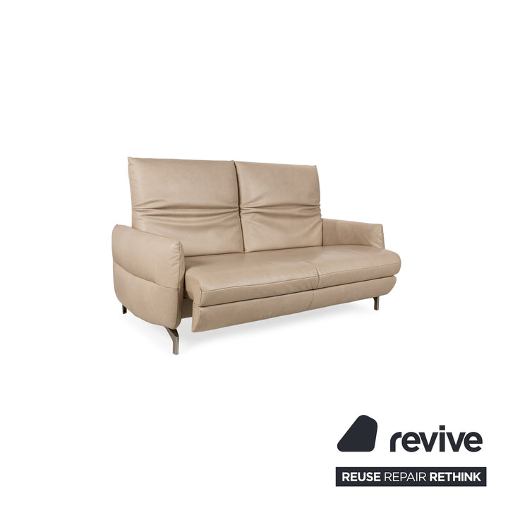 Mondo Felini Leder Sofa Garnitur Beige elektr. und manuelle Funktion 2x Zweisitzer Couch